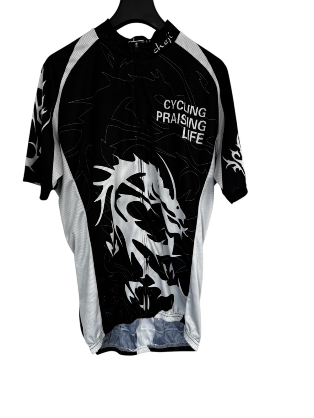 Cheji Black & White Cycling Jersey with Bold Graphic - Size XL